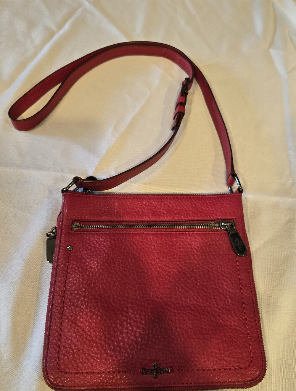 Cole Haan Red Pebbled Leather Crossbody Bag